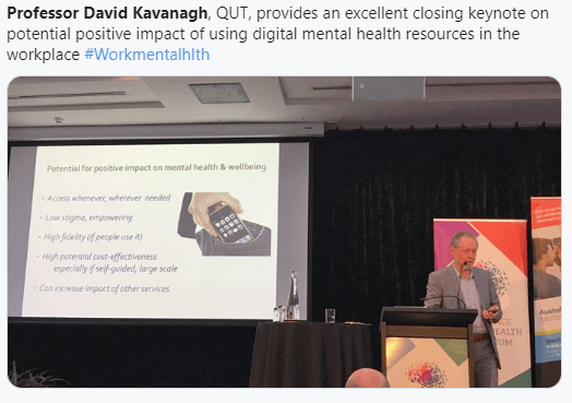 screenshot of twitter post of david presenting at conference