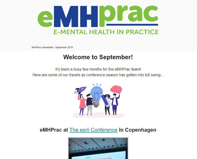 eMHPrac newsletter screenshot