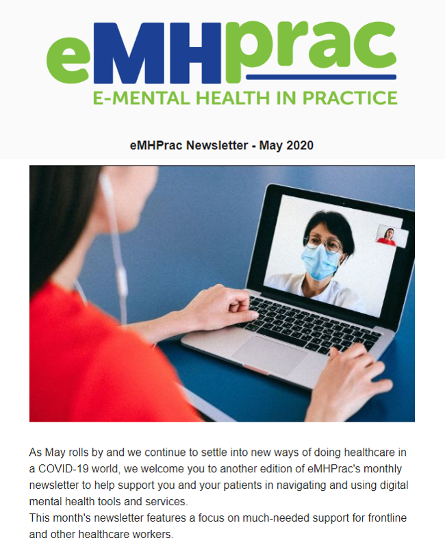 eMHPrac newsletter screenshot