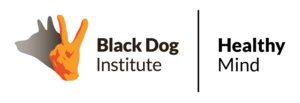 black dog institute logo, health mind text