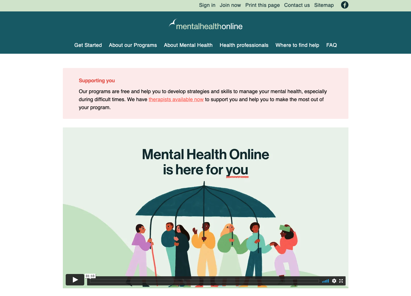 mental health online home page